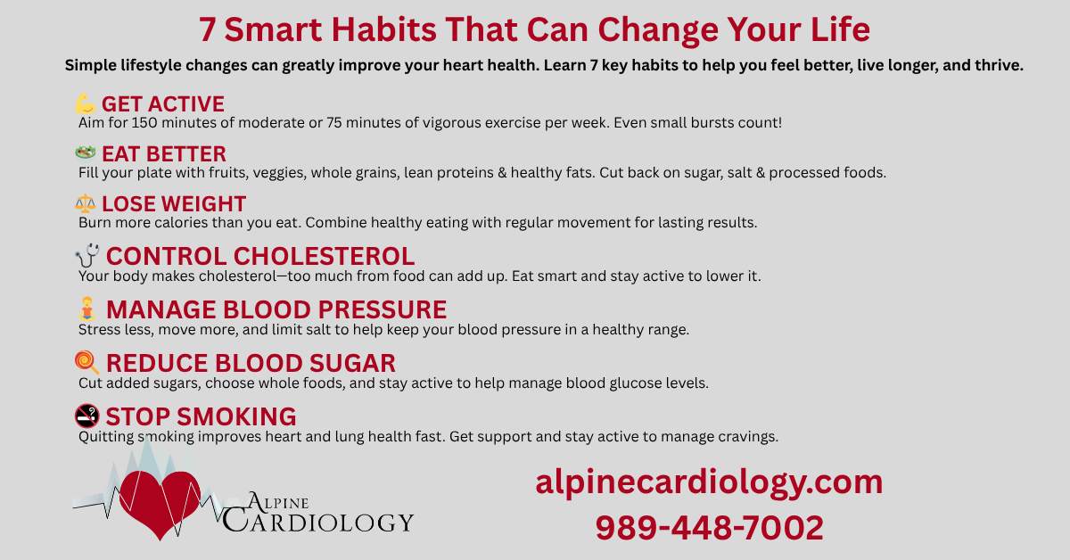 Alpine Cardiology - Simple lifestyle changes can greatly improve your heart health. Learn 7 key habits to help you feel better, live longer, and thrive.